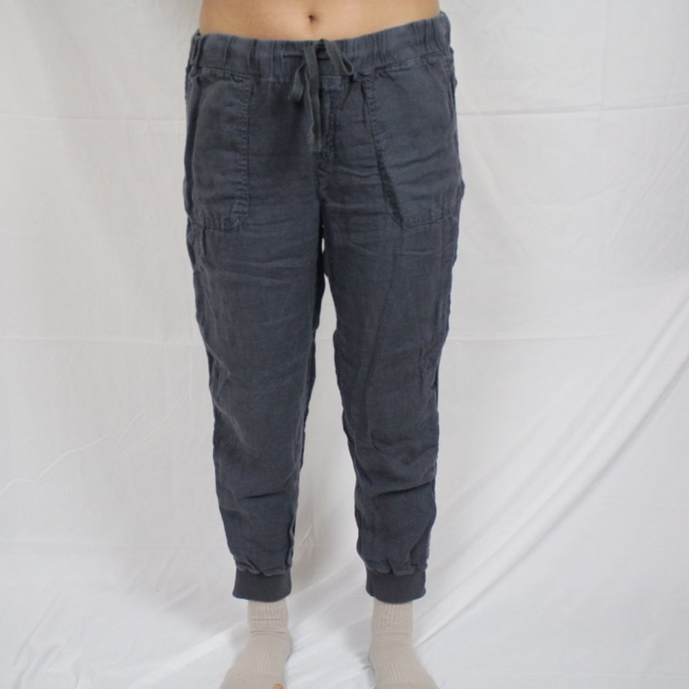 gray/navy linen joggers